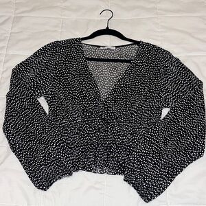 Zara Black and White Polka Dot Blouse